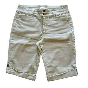 Charter Club Ivory Fly Button Rolling Cuffs Bermuda Shorts  Pants SZ 4 #2165